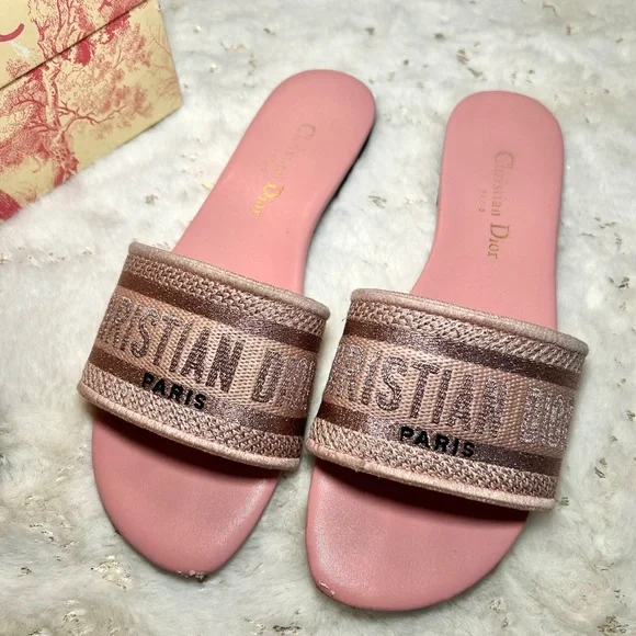AUTHENTIC Dior Dway Slide Sandals in Pink - Picture 2 of 6
